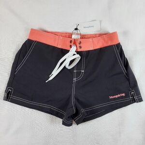 Meegsking SWIM TRUNKS Womens Size S Black Coral Shorts Briefs NWT